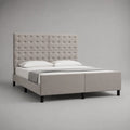 Lit double capitonné en velours polyester gris clair avec tête de lit, couchage 160 × 200 cm
