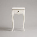 Table de chevet rectangulaire blanche à 1 tiroir en MDF et pin massif, 40 × 30 × 65 cm