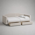 Lit banquette 90 x 200 cm avec sommier à lattes et 2 tiroirs, revêtement bouclé beige