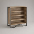 Meuble à chaussures ouvert à 4 niveaux en bois et métal, chêne et noir, 80 × 30 × 90 cm